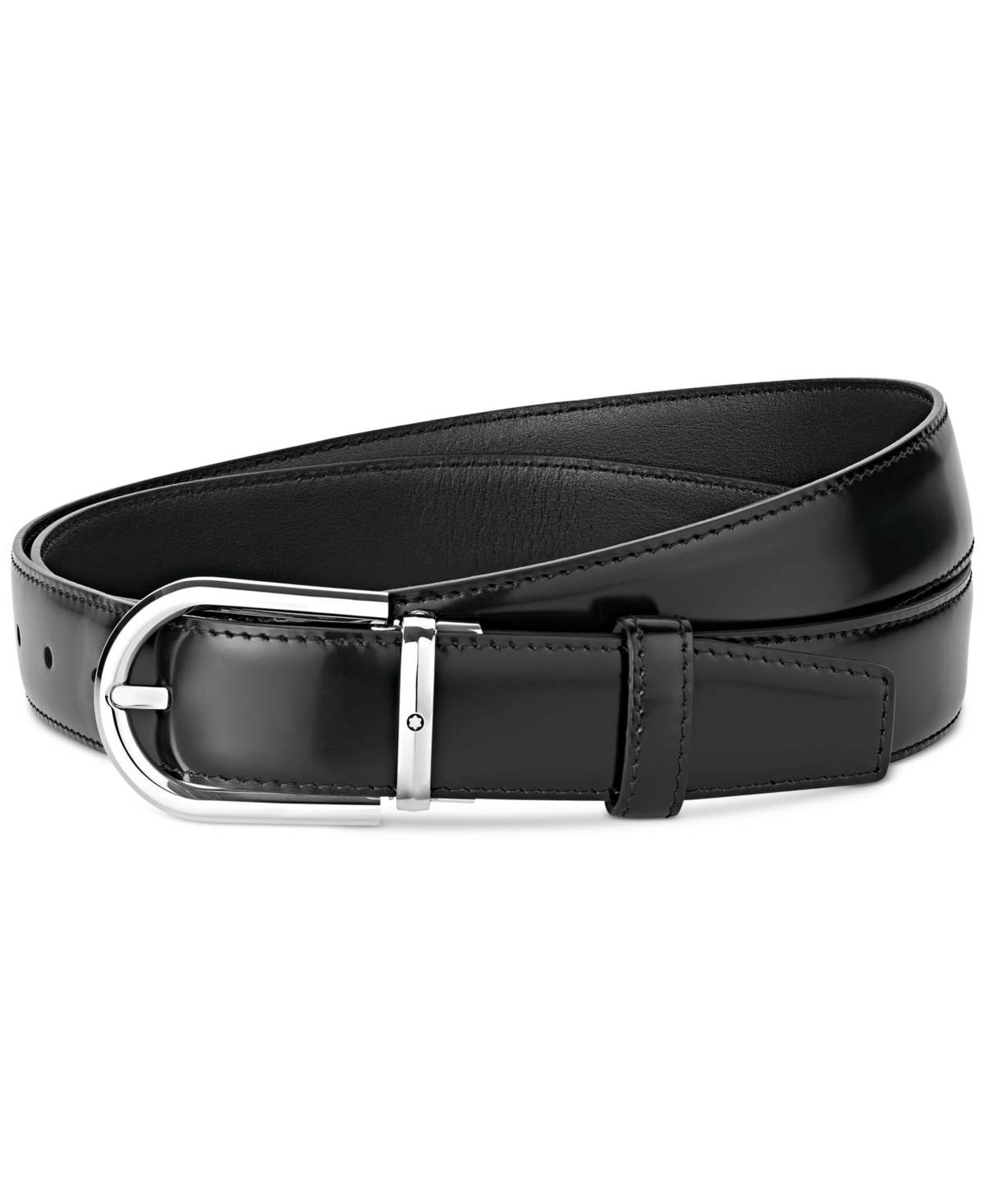 Montblanc Men's Horseshoe-buckle Leather Belt In Black