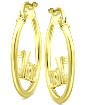 Mom Small Hoop Earrings in 18k Gold-Plated Sterling Silver, 0.75", Created for Macy's