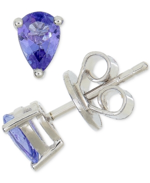 image of Tanzanite Pear-Cut Stud Earrings (1/10 ct. t.w.) in Sterling Silver
