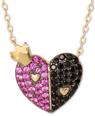 Disney - Cubic Zirconia Alice in Wonderland Queen of Hearts 18" Pendant Necklace in 18k Gold-Plated Sterling Silver