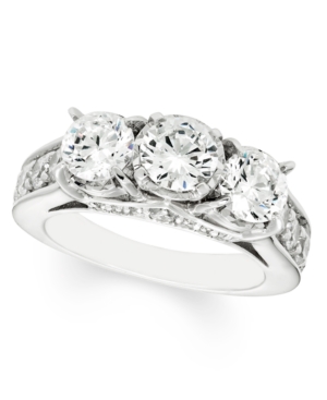 image of 3 Carat Diamond 3-Stone Ring in 14K White Gold