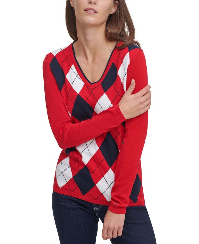 sagsøger Kunstig maksimere Tommy Hilfiger Colorblocked Argyle Sweater & Reviews - Sweaters - Women -  Macy's