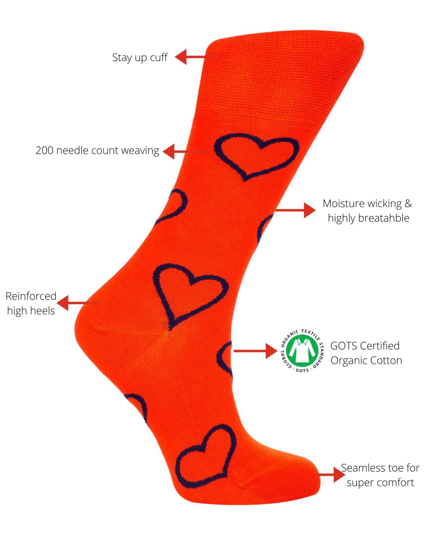 Носки, без швов, хлопок — Love Sock Company, цвет: Оранжевый — фото 3