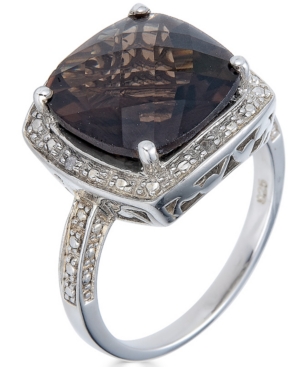 image of Smoky Quartz (5-3/4 ct. t.w.) & Diamond Accent Statement Ring in Sterling Silver