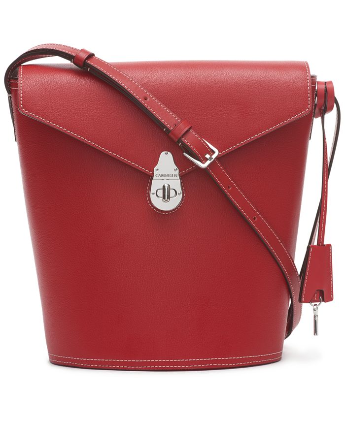 Calvin Klein Large Lock Leather Bucket Bag Macy's