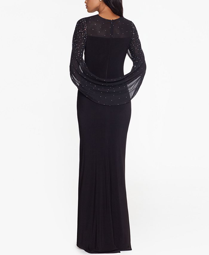 Betsy & Adam Cape-Sleeve Gown - Macy's