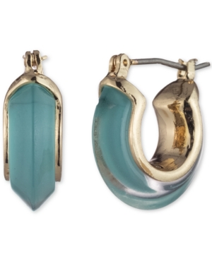 image of Dkny Gold-Tone Small Colored Inlay Hoop Earrings, 0.75