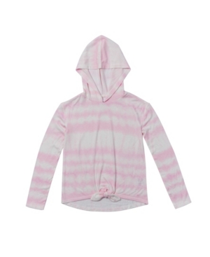 image of Big Girls Long Sleeve Tie Front Hooded Snit Top