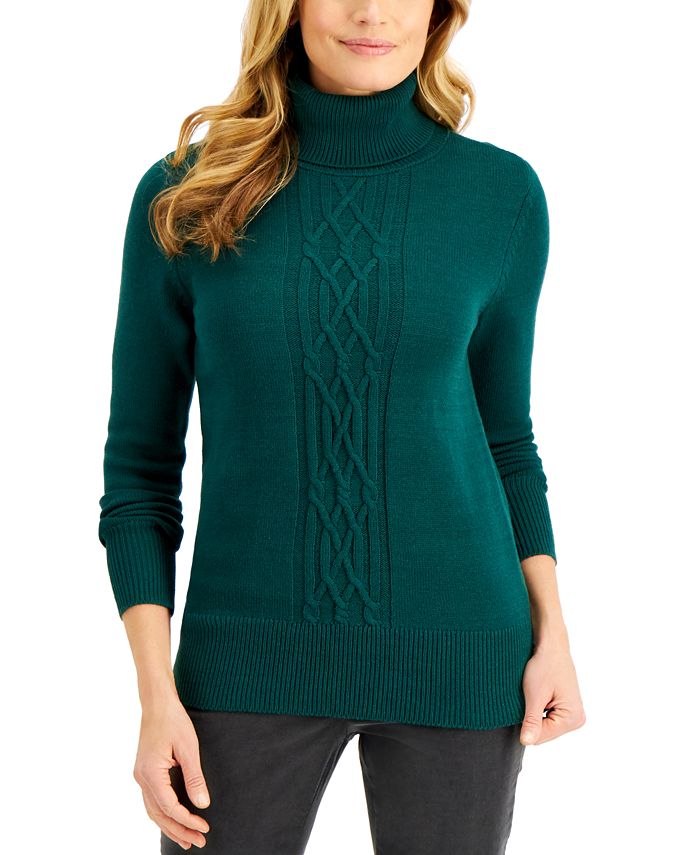 Karen Scott CableFront Turtleneck Sweater, Created for Macy's Macy's