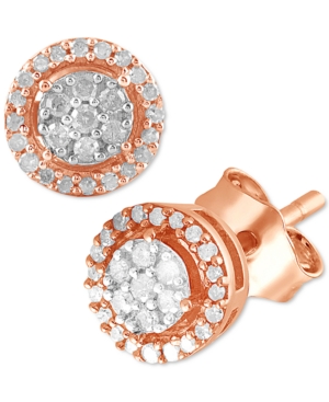 image of Diamond Halo Cluster (1/6 ct. t.w.) in Rose Gold-Plated Sterling Silver