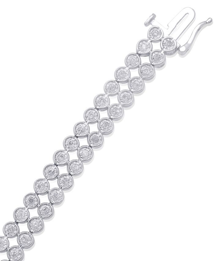 Macy's - Diamond Double Row Bracelet (1 ct. t.w.) in Sterling Sliver