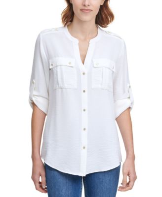 calvin klein white blouse macys