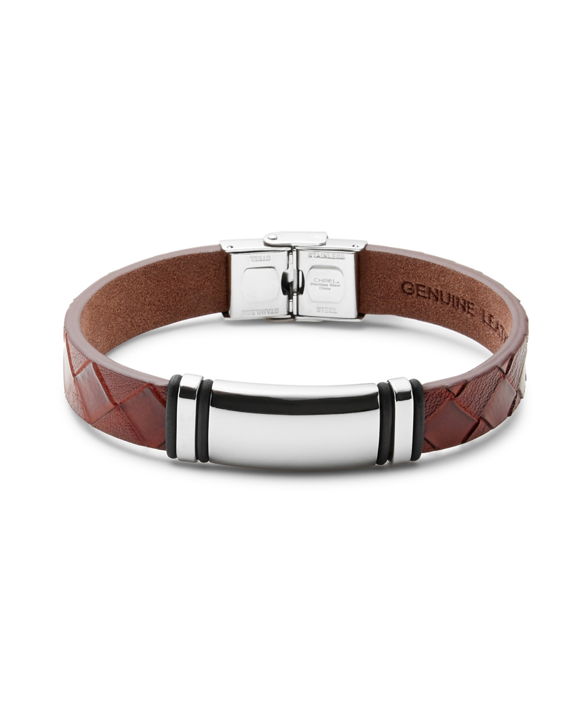Eve's Jewelry Men's Brown Woven Leather Id Bracelet