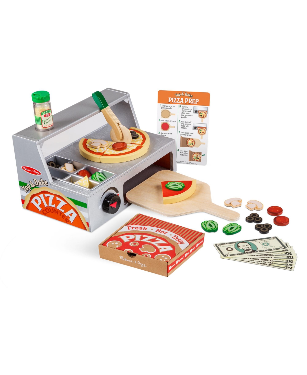 Melissa & Doug Kids'  Top & Bake Wooden Pizza Counter Play Set-41 Pcs