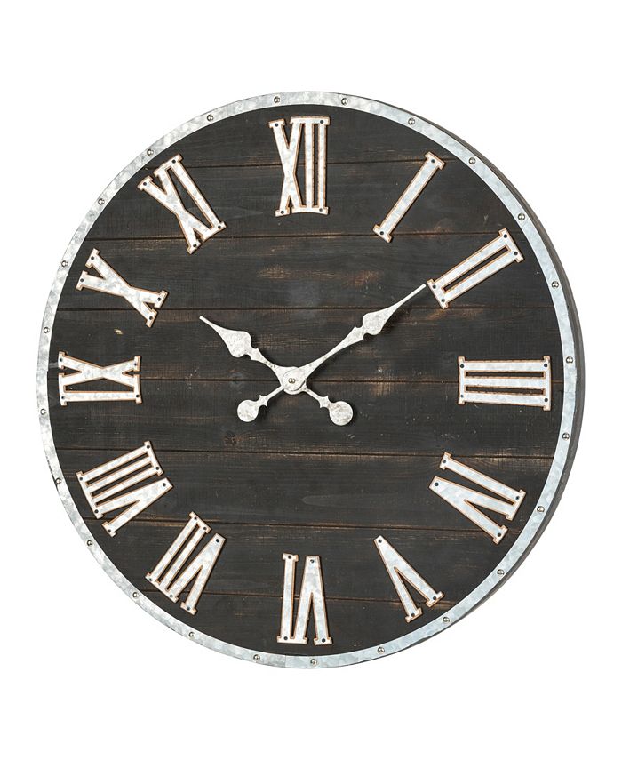 Glitzhome Oversized Farmhouse Wooden Galvanized Wall Clock - Macy's