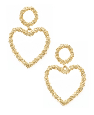 image of Gold Plated Textured Statement Heart Earrings