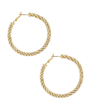 image of Crystal Gold Plated Rope Hoop Earrings