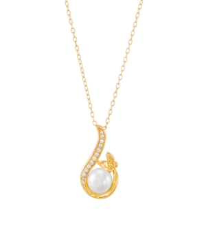image of Giani Bernini Cultured Freshwater Pearl (8mm) & Cubic Zirconia 18