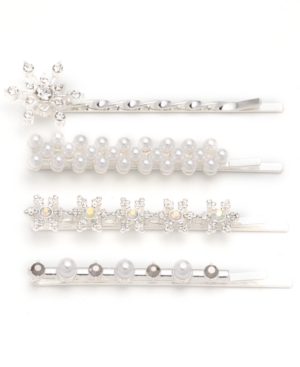 image of lonna & lilly 4-Pc. Silver-Tone Crystal & Imitation Pearl Snowflake Bobby Pin Set