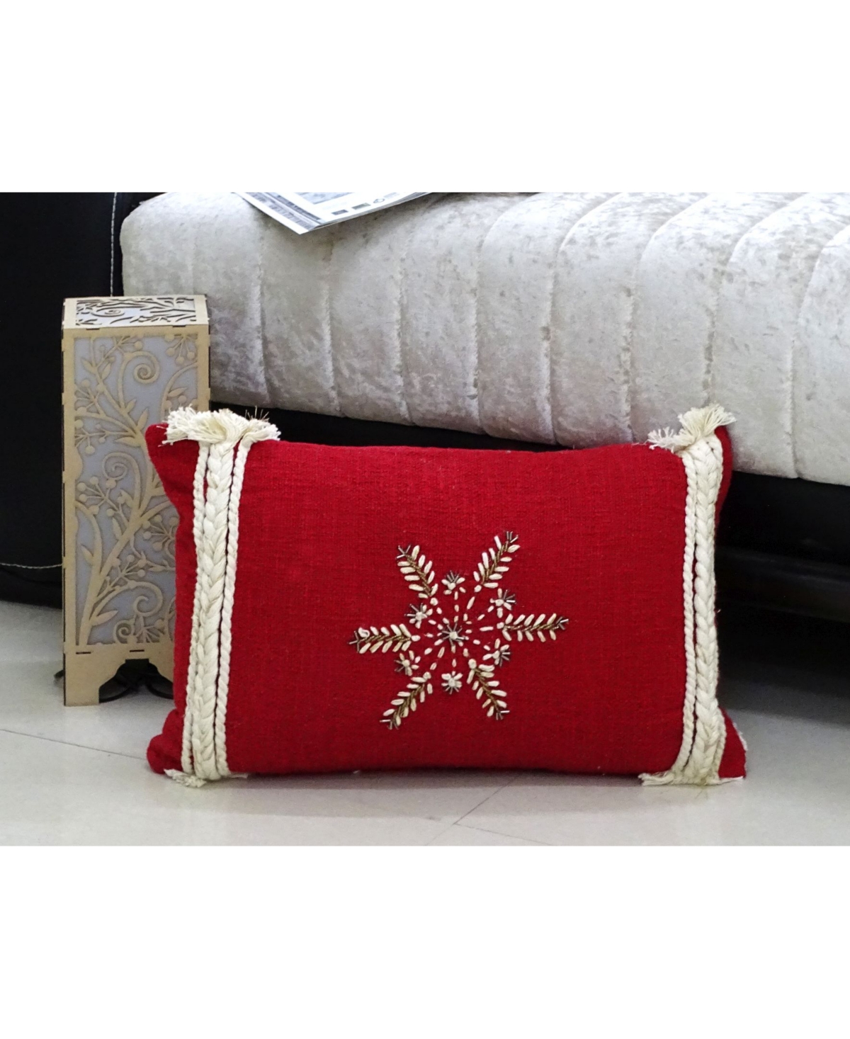 Chicos Home Beaded Snowflake Pillow, 14