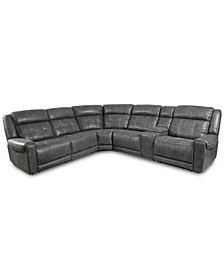 CLOSEOUT! Rihaan 6-Pc. Fabric Sectional with 3 Power Recliners and 1 USB Console, Created for Macy's