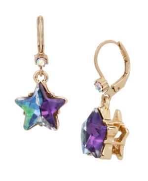 image of Betsey Johnson Two-Tone Star Drop Earrings