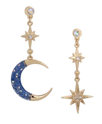 Betsey Johnson Celestial Mismatch Drop Earrings - Macy's