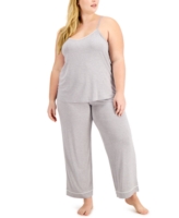 Alfani Plus Size Knit Tank Top Pajama Set, Created for Macy's - Heather Grey