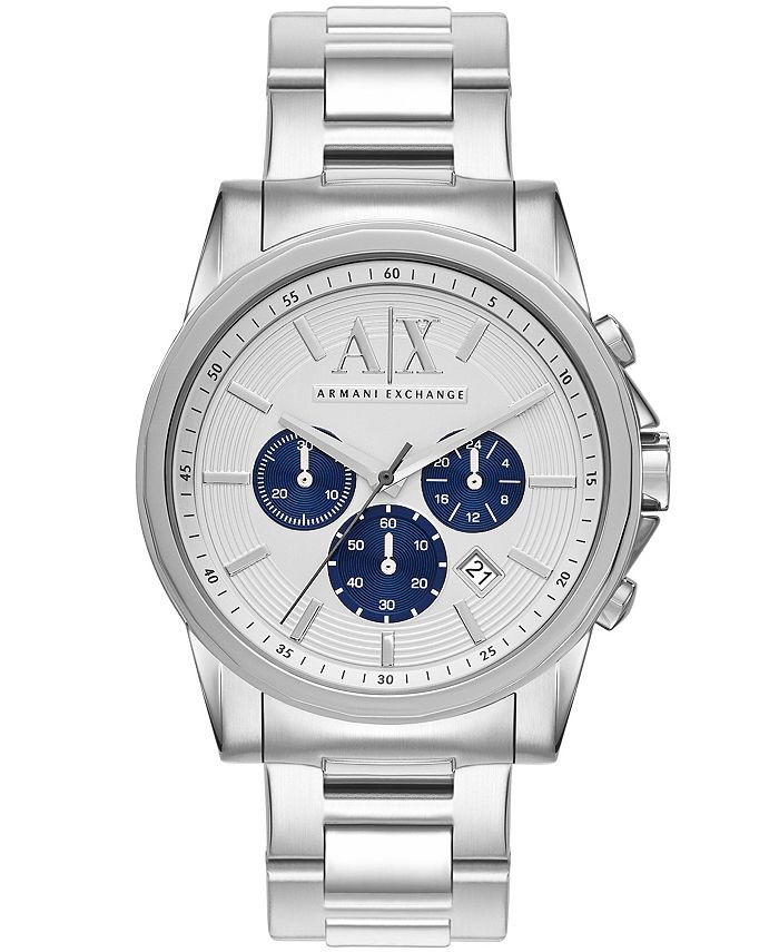 A|X Armani Exchange AX Men's Silver-Tone Stainless Steel Bracelet Watch ...