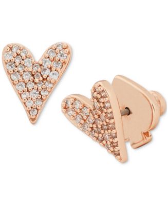 kate spade new york Rose Gold-Tone Pavé Heart Stud Earrings - Macy's