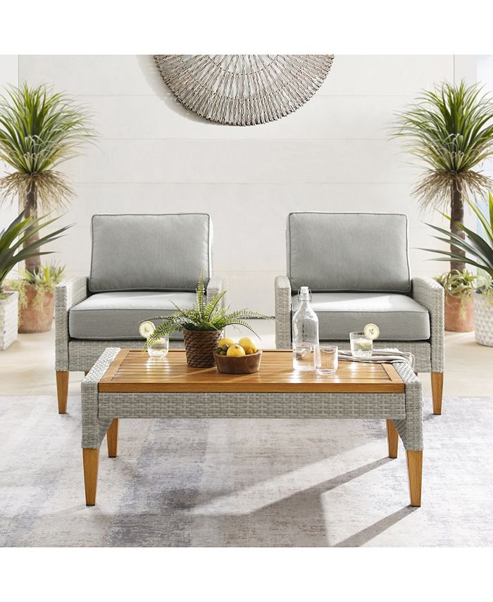 Crosley Capella Outdoor Wicker 3 Piece Chair Set - Macy's
