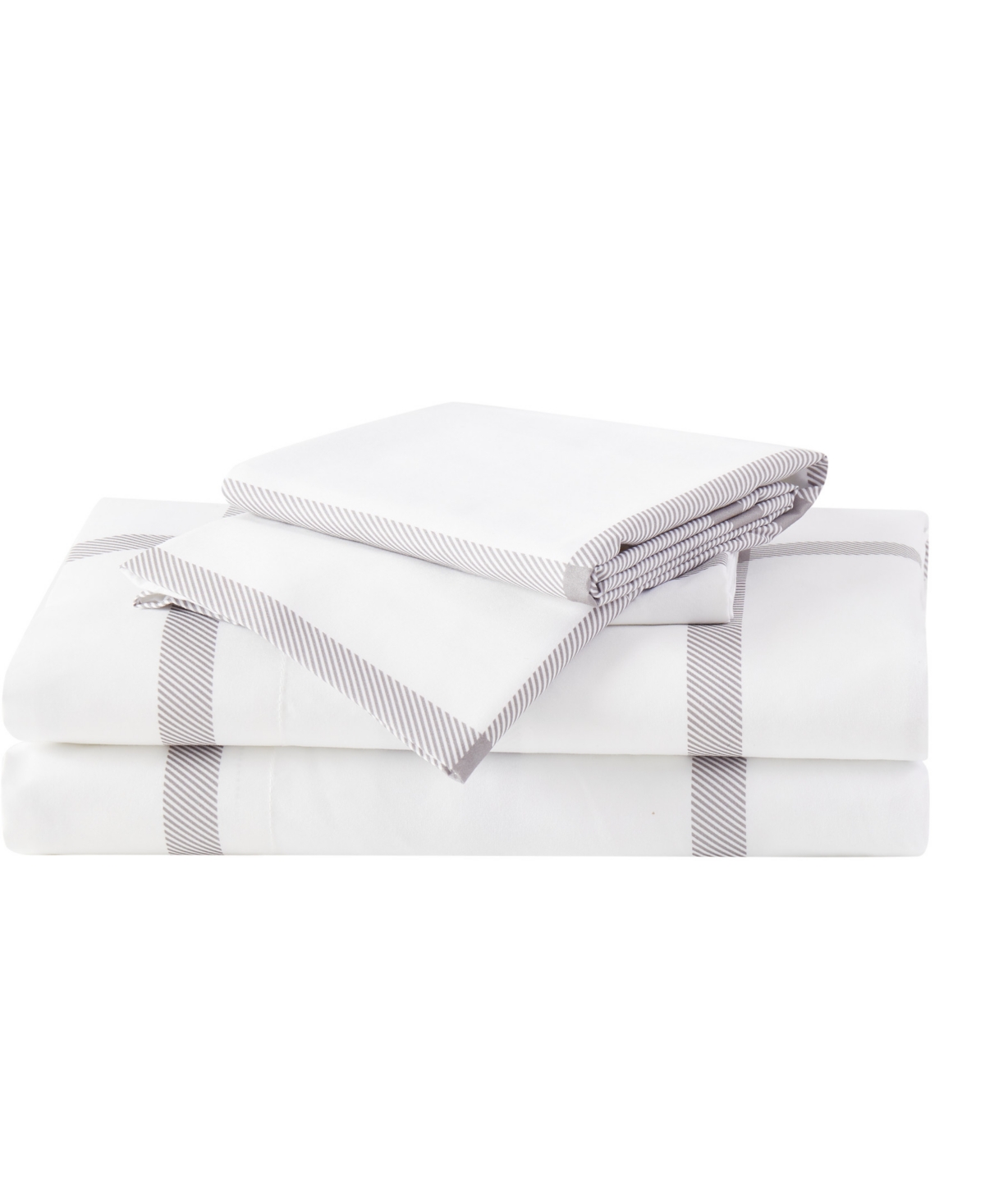Truly Soft Queen 4 Pc Sheet Set In Windowpane White,grey