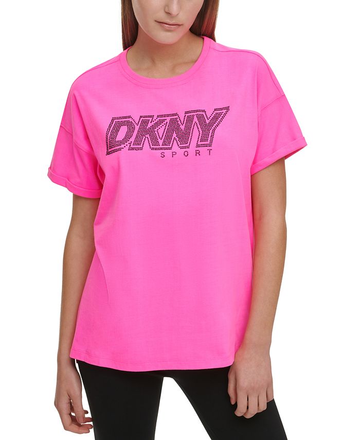 DKNY Sport Cotton Rhinestone-Logo T-Shirt - Macy's