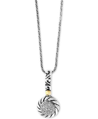 EFFY Collection - Diamond Cluster 18" Pendant Necklace (1/20 ct. t.w.) in Sterling Silver & 18k Gold-Plate