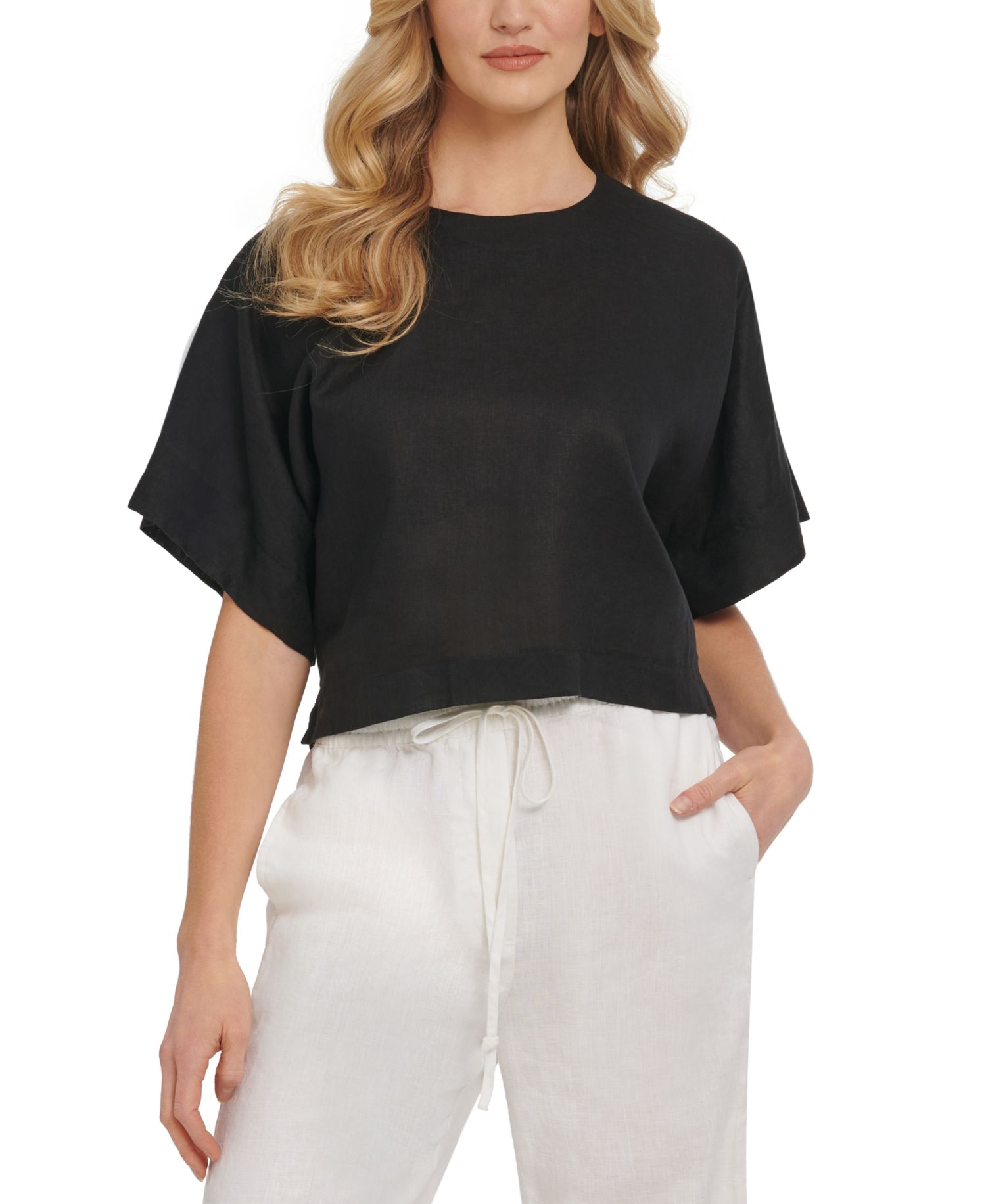 Linen Drop Shoulder 100% Linen Top