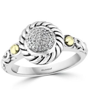 image of Effy Diamond Cluster Statement Ring (1/20 ct. t.w.) in Sterling Silver & 18k Gold-Plate