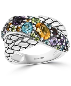 image of Effy Multi-Gemstone Crossover Statement Ring (2 ct. t.w.) in Sterling Silver