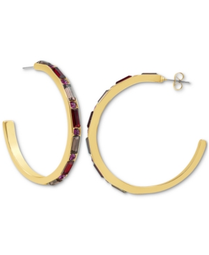 image of Rachel Rachel Roy Gold-Tone Stone Front Large C-Hoop Earrings, 2