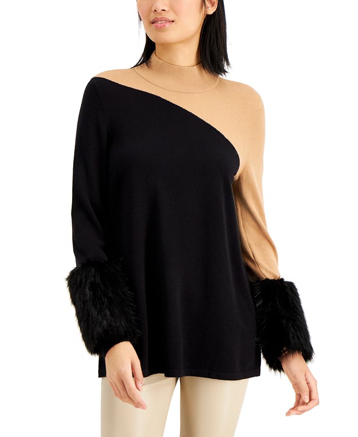 Faux fur ruffle sweater store