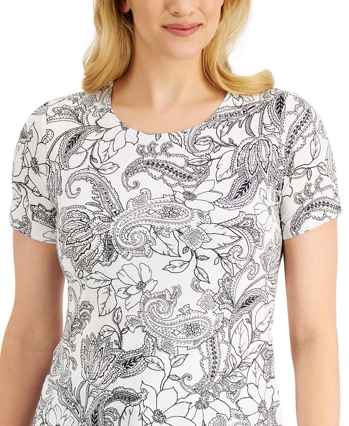 JM Collection Printed Jacquard Top, Created for Macy's - Macy's