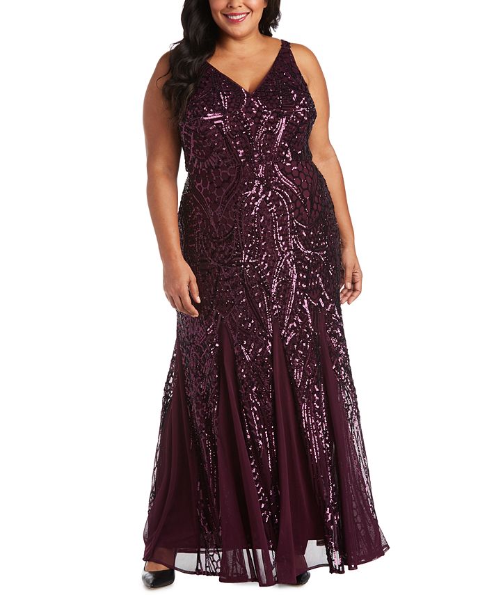 nightway plus size sequin flowy gown