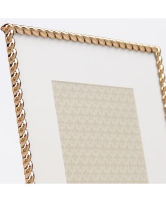 High Quality Polished Cast Metal Picture Frame - Rope Design with Mat, 8" x 10"