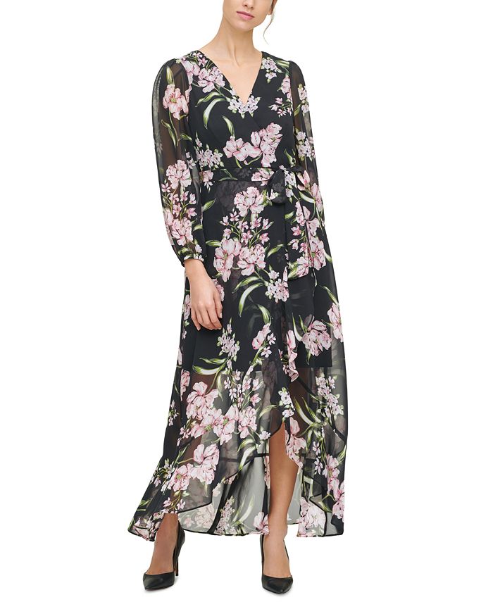 Jessica Howard Floral-Print Ruffled Midi Dress - Macy's