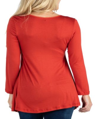 Long Sleeve Solid Color Swing Style Flared Tunic Top