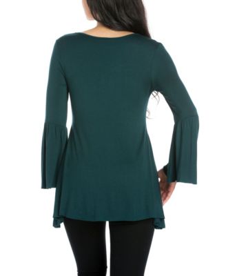Women Swing High Low Bell Sleeve Tunic Top