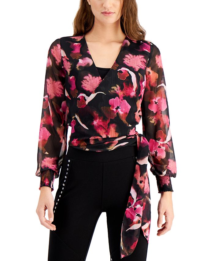 Bar III FloralPrint Wrap Top, Created for Macy's Macy's