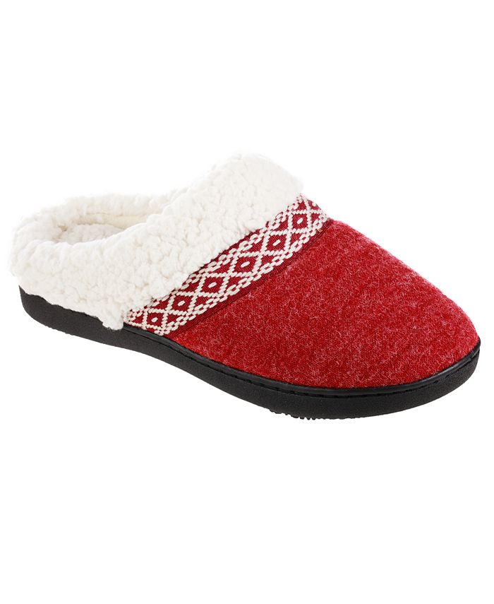 women's isotoner jessie microsuede heathered knit hoodback slipper
