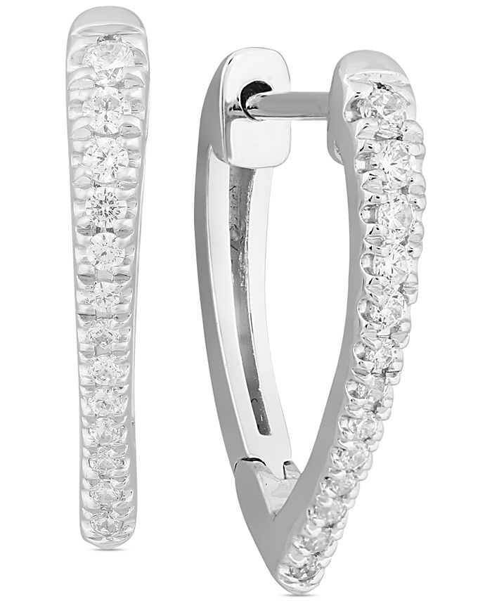 Macy's - Diamond Chevron Hoop Earrings (1/6 ct. t.w.) in 10k White Gold