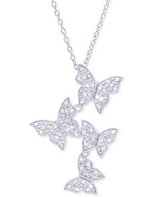 Macy's Diamond Butterfly Pendant Necklace (1/4 ct. t.w.) in 