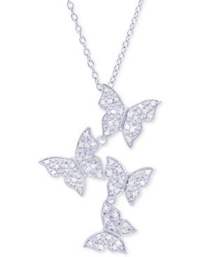 image of Diamond Butterfly Pendant Necklace (1/4 ct. t.w.) in Sterling Silver